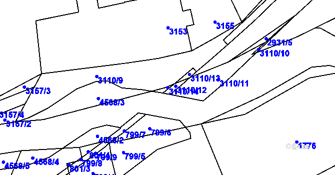 Parcela st. 3110/14 v KÚ Vendryně, Katastrální mapa
