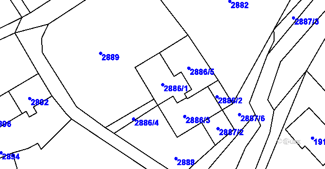 Parcela st. 2886/1 v KÚ Vendryně, Katastrální mapa