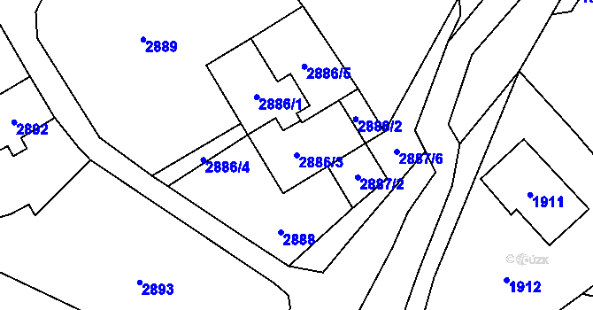 Parcela st. 2886/3 v KÚ Vendryně, Katastrální mapa