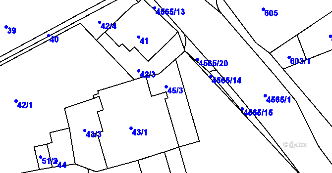 Parcela st. 45/3 v KÚ Vendryně, Katastrální mapa