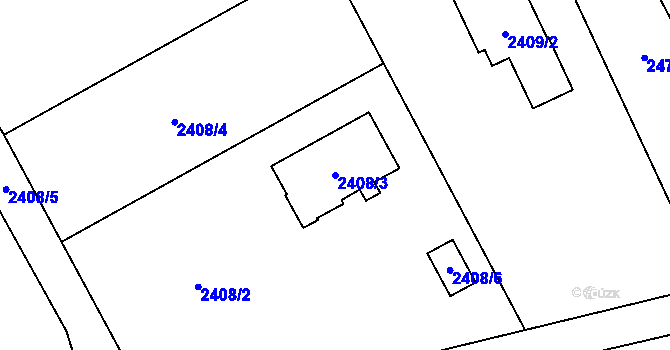 Parcela st. 2408/3 v KÚ Vendryně, Katastrální mapa