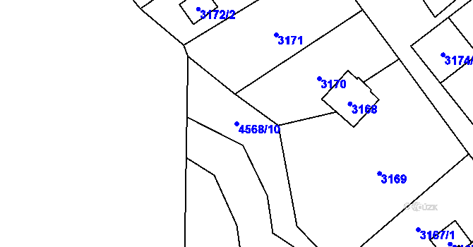 Parcela st. 4568/10 v KÚ Vendryně, Katastrální mapa