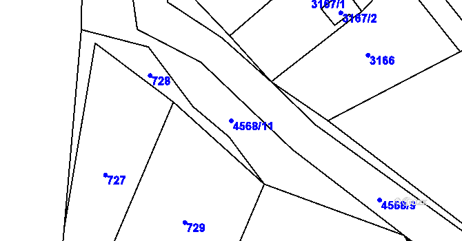 Parcela st. 4568/11 v KÚ Vendryně, Katastrální mapa