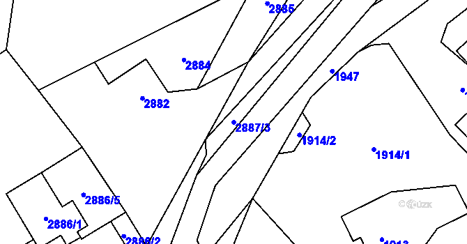 Parcela st. 2887/3 v KÚ Vendryně, Katastrální mapa