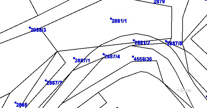 Parcela st. 2887/4 v KÚ Vendryně, Katastrální mapa