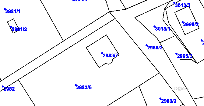 Parcela st. 2983/7 v KÚ Vendryně, Katastrální mapa
