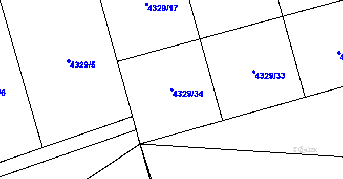 Parcela st. 4329/34 v KÚ Vendryně, Katastrální mapa