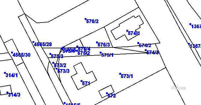Parcela st. 575/1 v KÚ Vendryně, Katastrální mapa