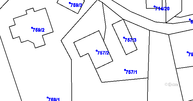 Parcela st. 757/2 v KÚ Vendryně, Katastrální mapa