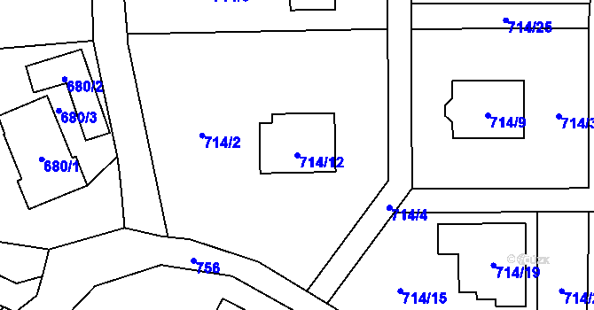 Parcela st. 714/12 v KÚ Vendryně, Katastrální mapa