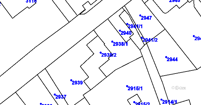 Parcela st. 2938/2 v KÚ Vendryně, Katastrální mapa