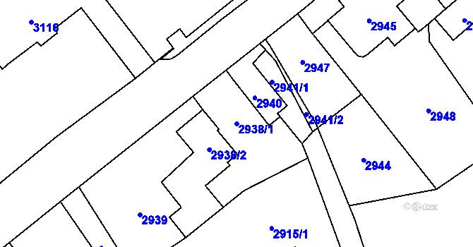Parcela st. 2938/1 v KÚ Vendryně, Katastrální mapa