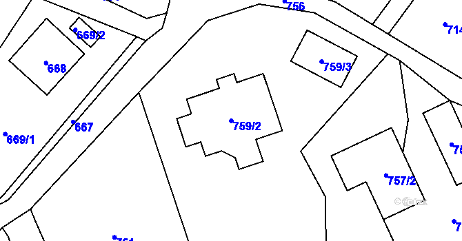 Parcela st. 759/2 v KÚ Vendryně, Katastrální mapa