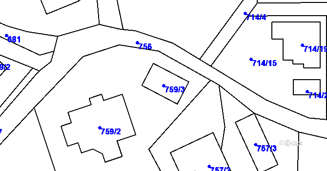 Parcela st. 759/3 v KÚ Vendryně, Katastrální mapa