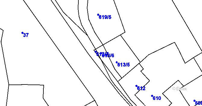 Parcela st. 613/6 v KÚ Vendryně, Katastrální mapa