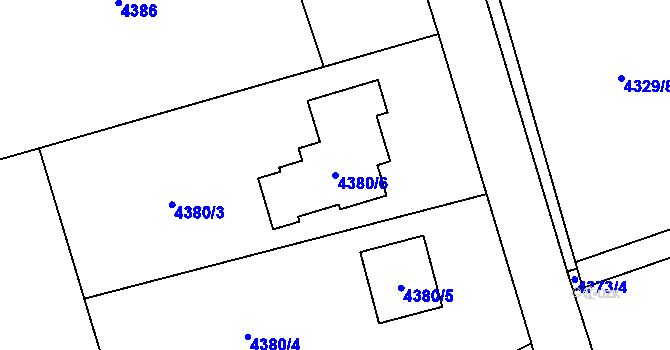 Parcela st. 4380/6 v KÚ Vendryně, Katastrální mapa