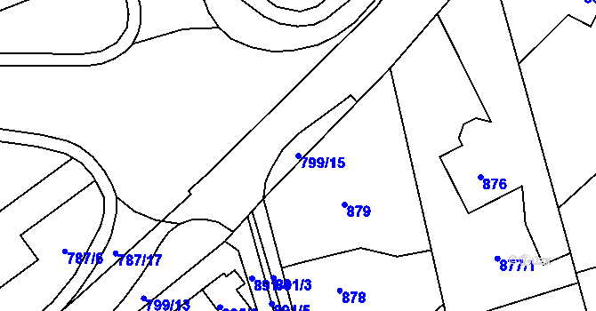 Parcela st. 799/15 v KÚ Vendryně, Katastrální mapa