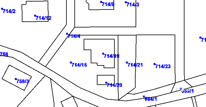 Parcela st. 714/19 v KÚ Vendryně, Katastrální mapa