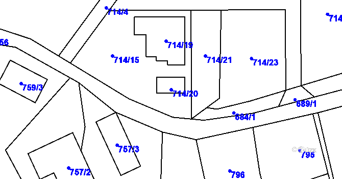 Parcela st. 714/20 v KÚ Vendryně, Katastrální mapa