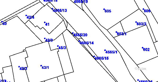 Parcela st. 4565/14 v KÚ Vendryně, Katastrální mapa