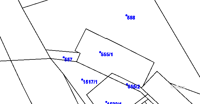 Parcela st. 555/1 v KÚ Vendryně, Katastrální mapa