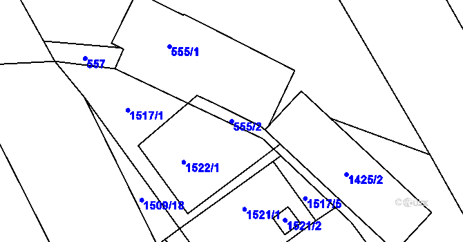 Parcela st. 555/2 v KÚ Vendryně, Katastrální mapa