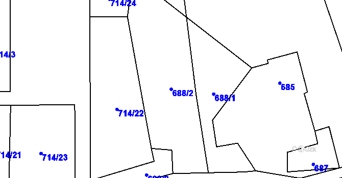 Parcela st. 688/2 v KÚ Vendryně, Katastrální mapa