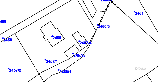 Parcela st. 2457/4 v KÚ Vendryně, Katastrální mapa