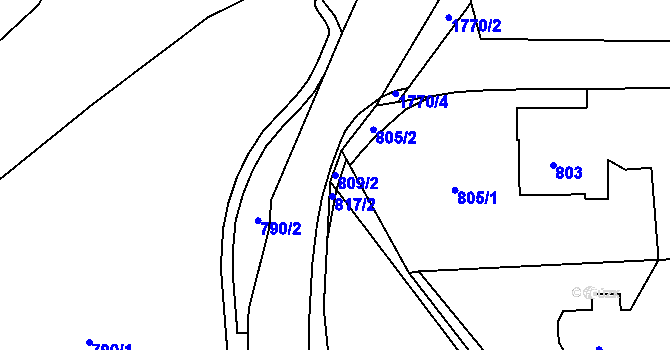 Parcela st. 809/2 v KÚ Vendryně, Katastrální mapa