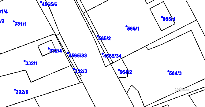 Parcela st. 4565/34 v KÚ Vendryně, Katastrální mapa