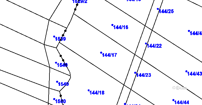 Parcela st. 144/17 v KÚ Miřátky, Katastrální mapa