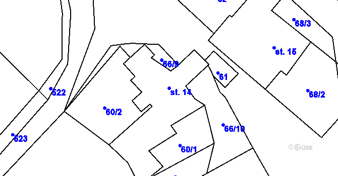 Parcela st. 14 v KÚ Vepříkov, Katastrální mapa