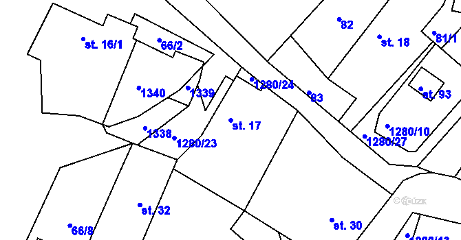 Parcela st. 17 v KÚ Vepříkov, Katastrální mapa