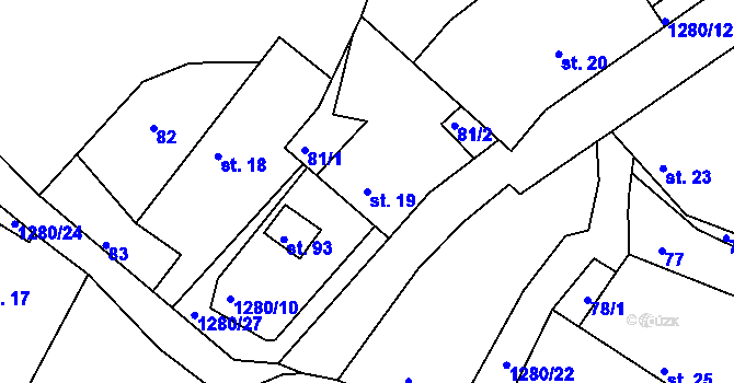 Parcela st. 19 v KÚ Vepříkov, Katastrální mapa
