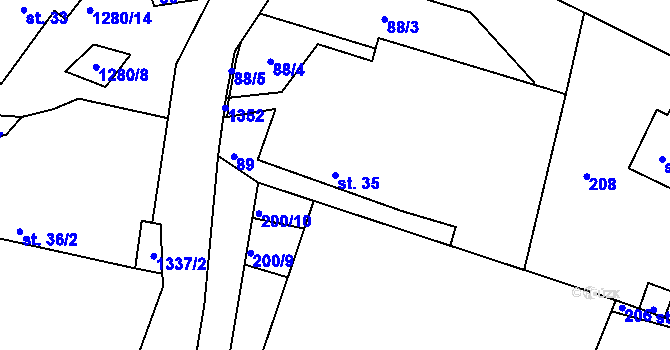 Parcela st. 35 v KÚ Vepříkov, Katastrální mapa