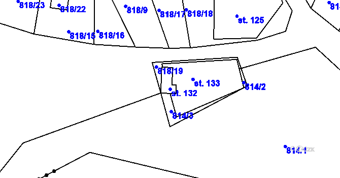 Parcela st. 132 v KÚ Vepříkov, Katastrální mapa