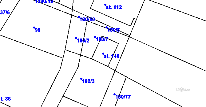 Parcela st. 140 v KÚ Vepříkov, Katastrální mapa