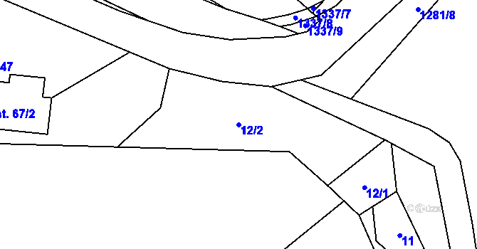 Parcela st. 12/2 v KÚ Vepříkov, Katastrální mapa