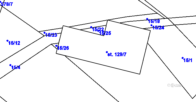 Parcela st. 129/7 v KÚ Vepříkov, Katastrální mapa