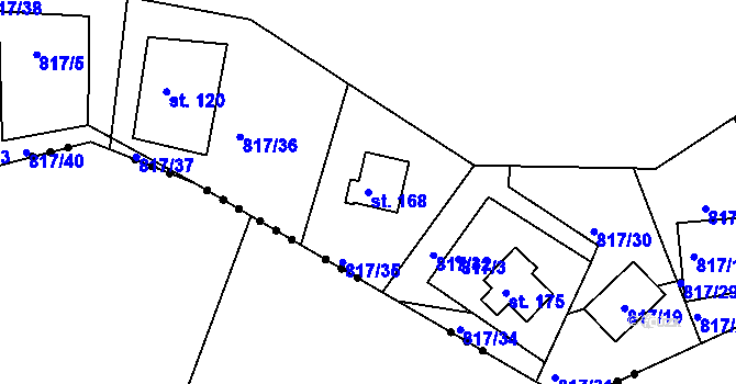 Parcela st. 168 v KÚ Vepříkov, Katastrální mapa