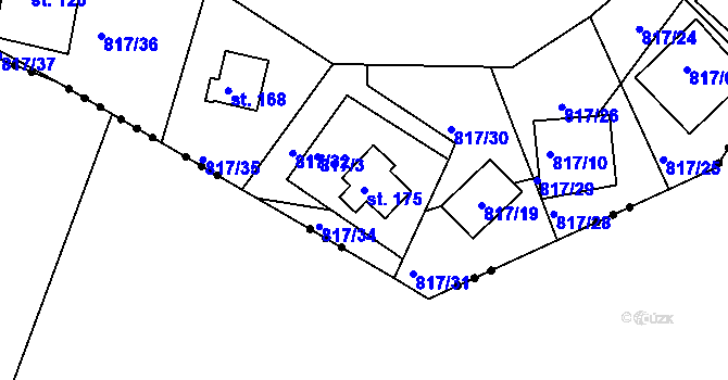 Parcela st. 175 v KÚ Vepříkov, Katastrální mapa