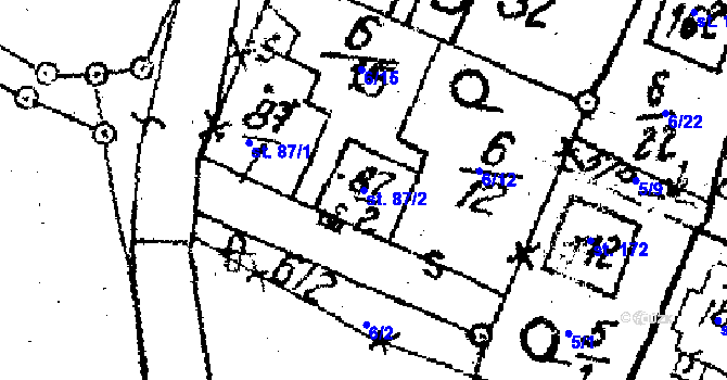 Parcela st. 87/2 v KÚ Vepřová, Katastrální mapa