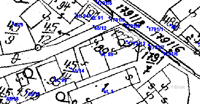 Parcela st. 89 v KÚ Vepřová, Katastrální mapa