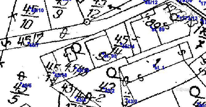 Parcela st. 95 v KÚ Vepřová, Katastrální mapa