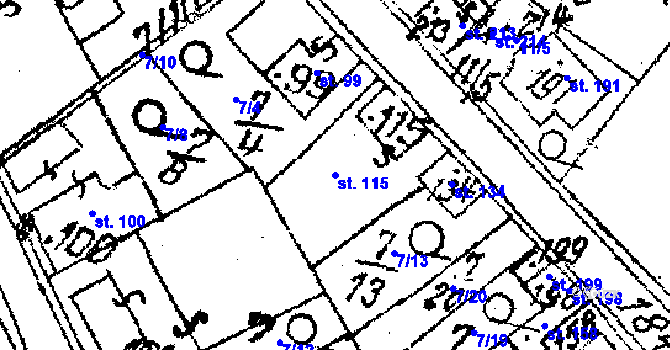 Parcela st. 115 v KÚ Vepřová, Katastrální mapa