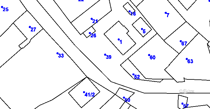 Parcela st. 39 v KÚ Vepřová, Katastrální mapa