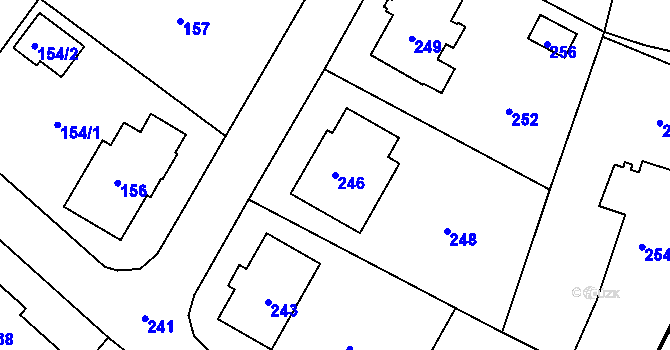 Parcela st. 246 v KÚ Vepřová, Katastrální mapa