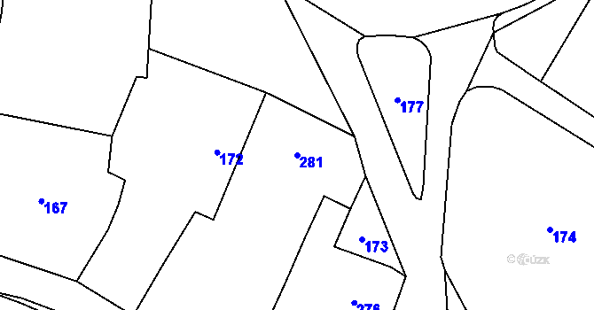 Parcela st. 281 v KÚ Vepřová, Katastrální mapa