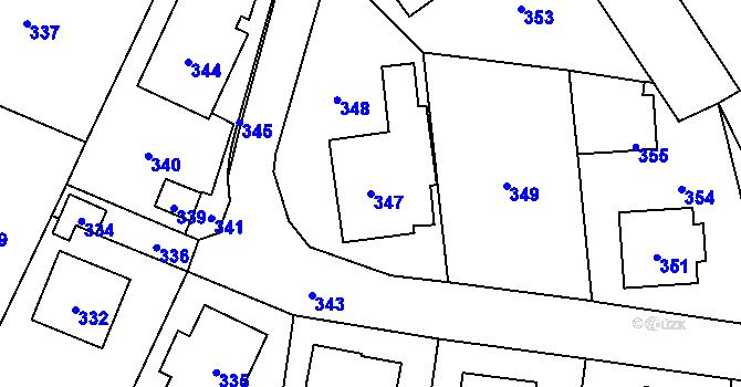 Parcela st. 347 v KÚ Vepřová, Katastrální mapa
