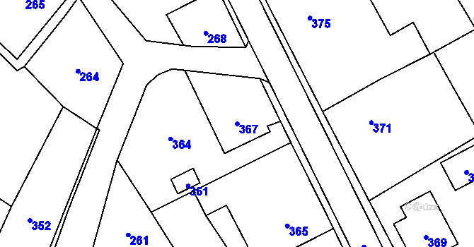 Parcela st. 367 v KÚ Vepřová, Katastrální mapa
